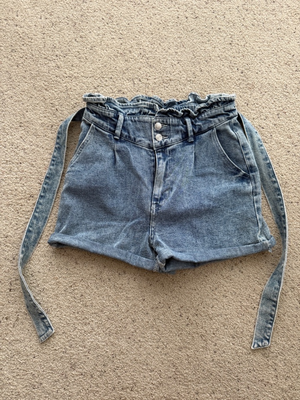 Wild Fable High-Waist Paperbag Denim Shorts in Light Blue